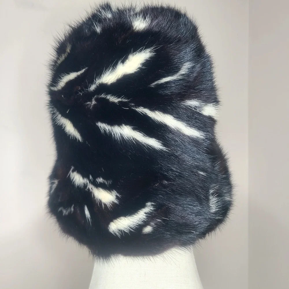 Vtg Ermina Graphic Fur Hat Retro Winter Trend High Fashion Statement Piece